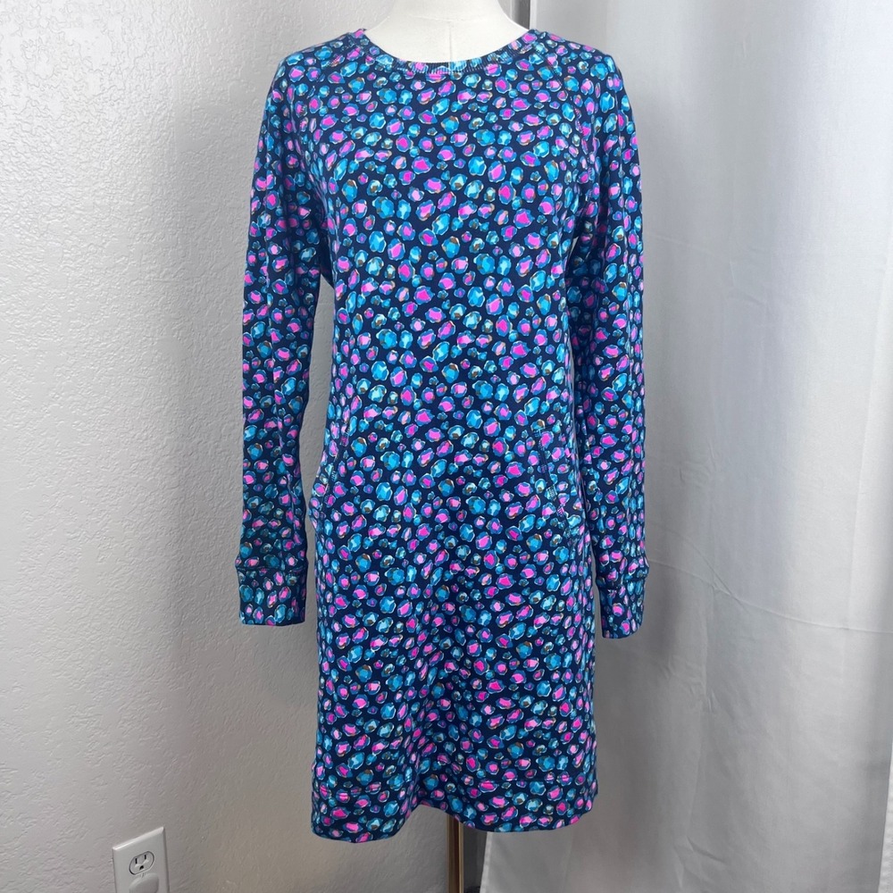 Lilly Pulitzer Beach Comber Sweatshirt Dress Womens Small Seabreeze‎ Spot Preppy